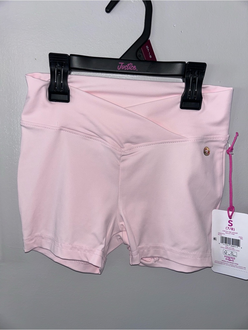 Justice Light Pink Cross-Waist Bike Shorts